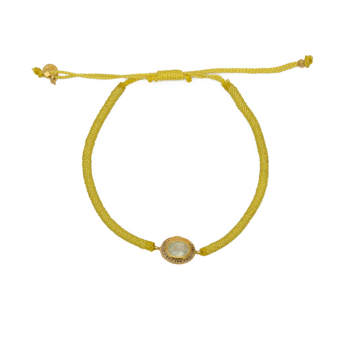 Bracelet tressé et pierre - JAUNE & PREHNITE