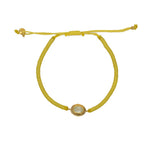 Bracelet tressé et pierre - JAUNE & PREHNITE