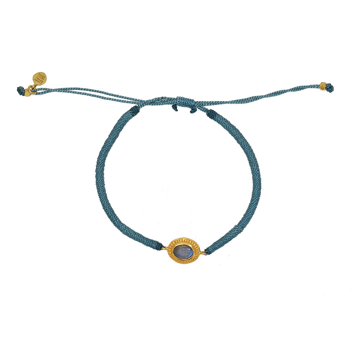 Bracelet tressé et pierre - BLEU JEAN & LABRADORITE