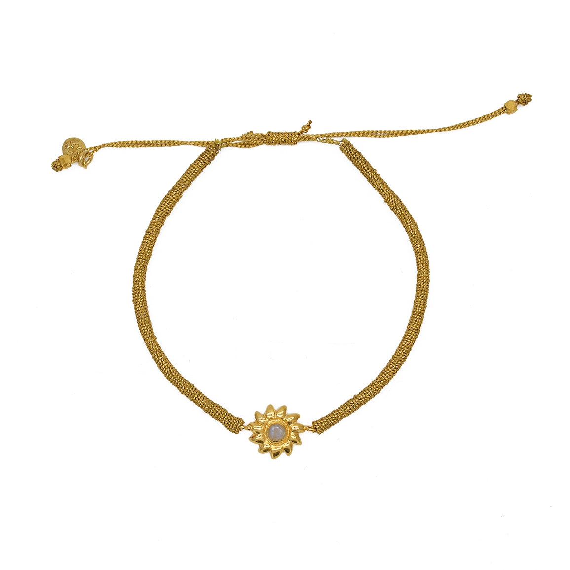 Bracelet tressé et soleil pierre - DORÉ & PIERRE DE LUNE