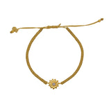 Bracelet tressé et soleil pierre - DORÉ & PIERRE DE LUNE