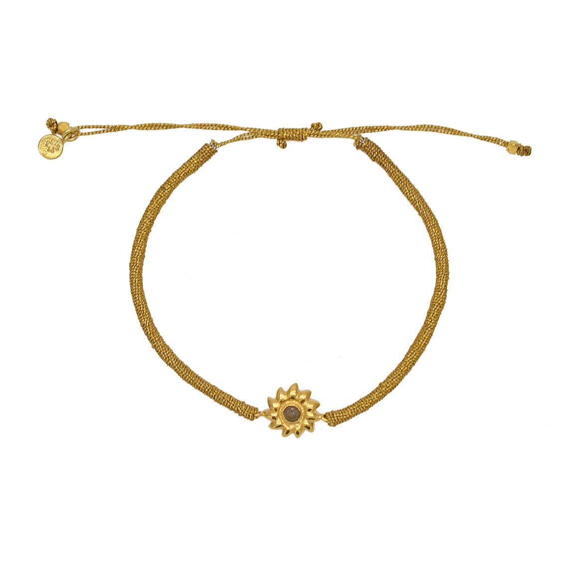 Bracelet tressé et soleil pierre - DORÉ & LABRADORITE