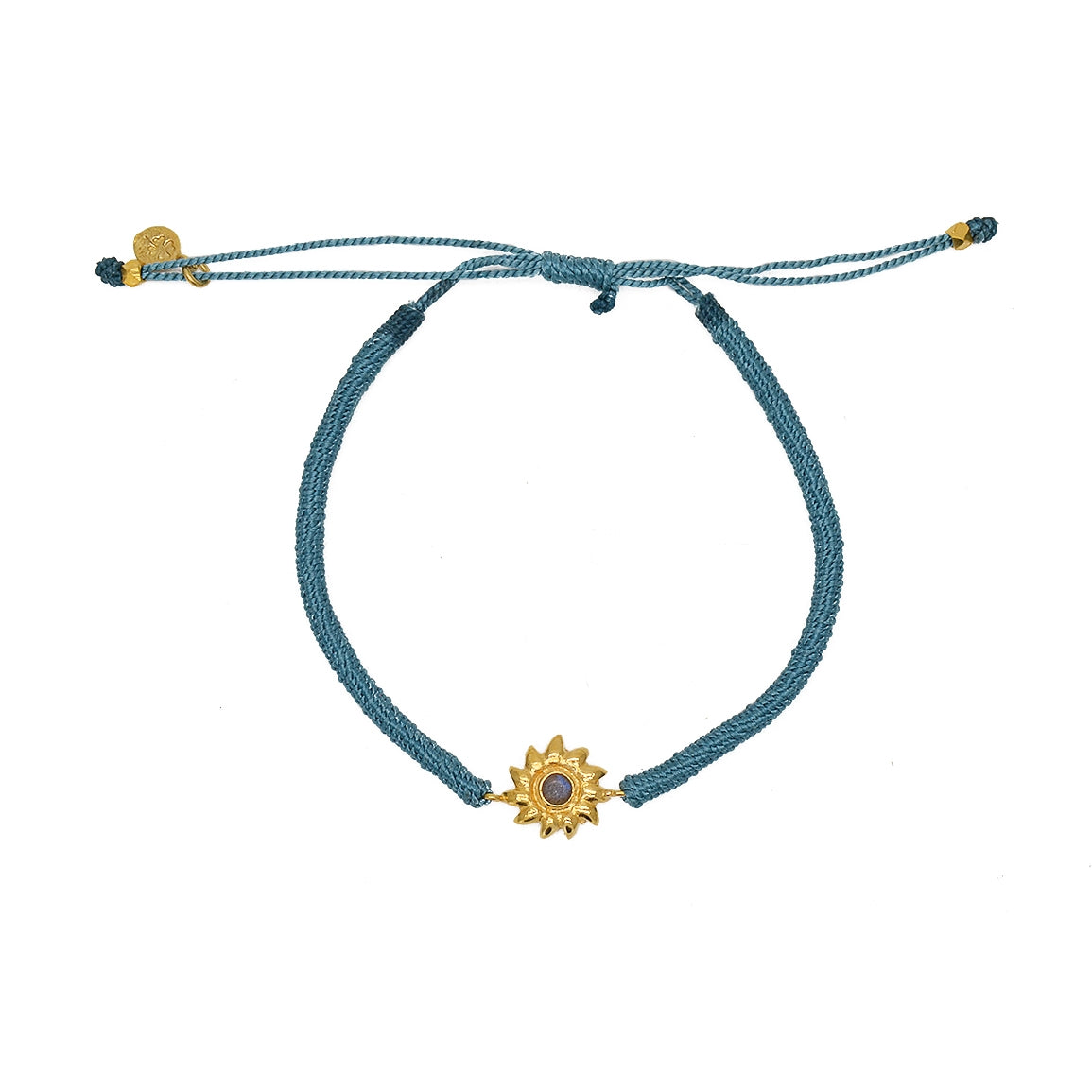 Bracelet tressé et soleil pierre - BLEU & LABRADORITE