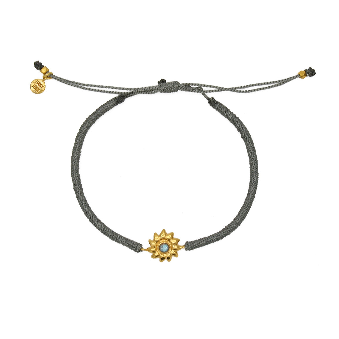 Bracelet tressé et soleil pierre - GRIS & LABRADORITE