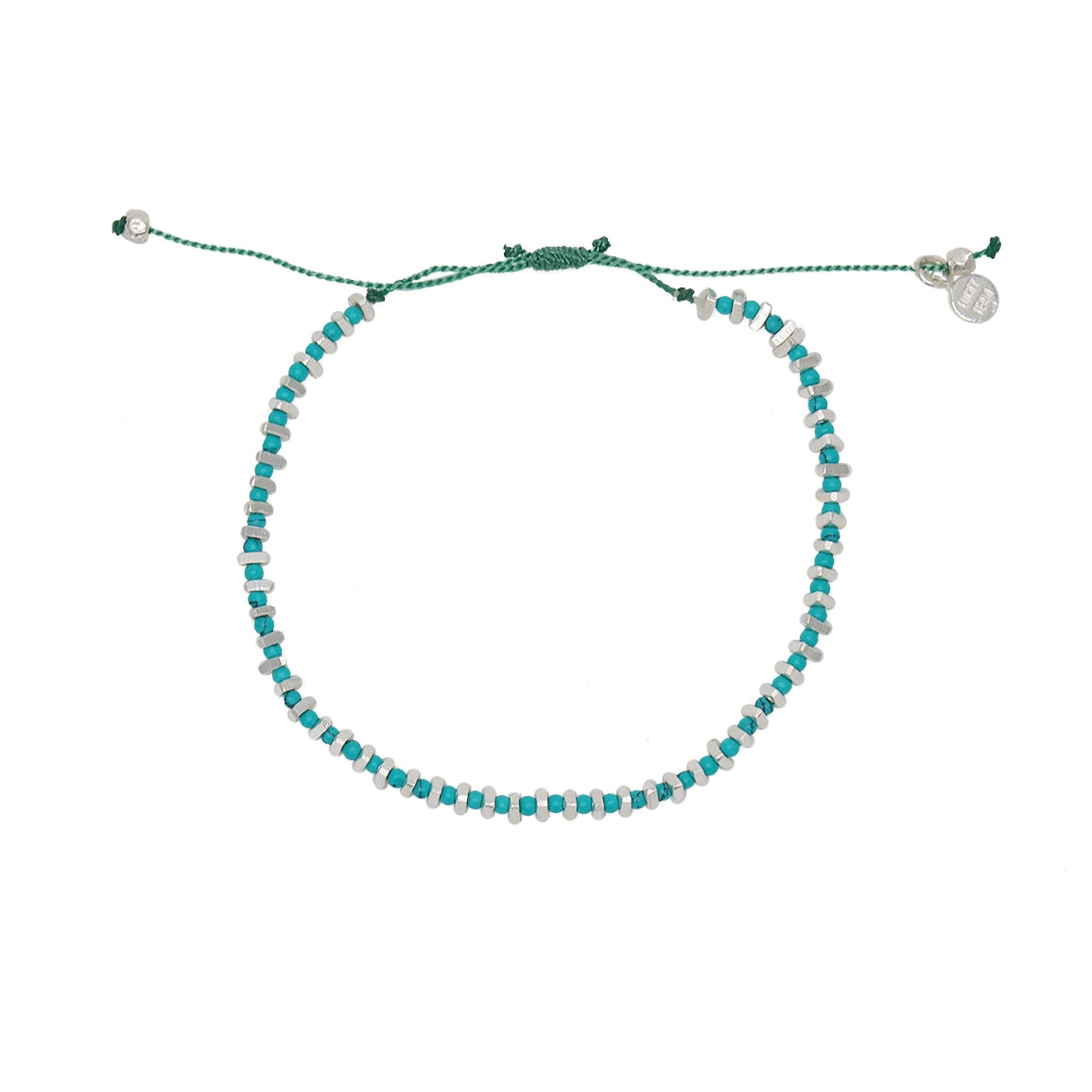 Bracelet tressé perle et argent 925 - TURQUOISE