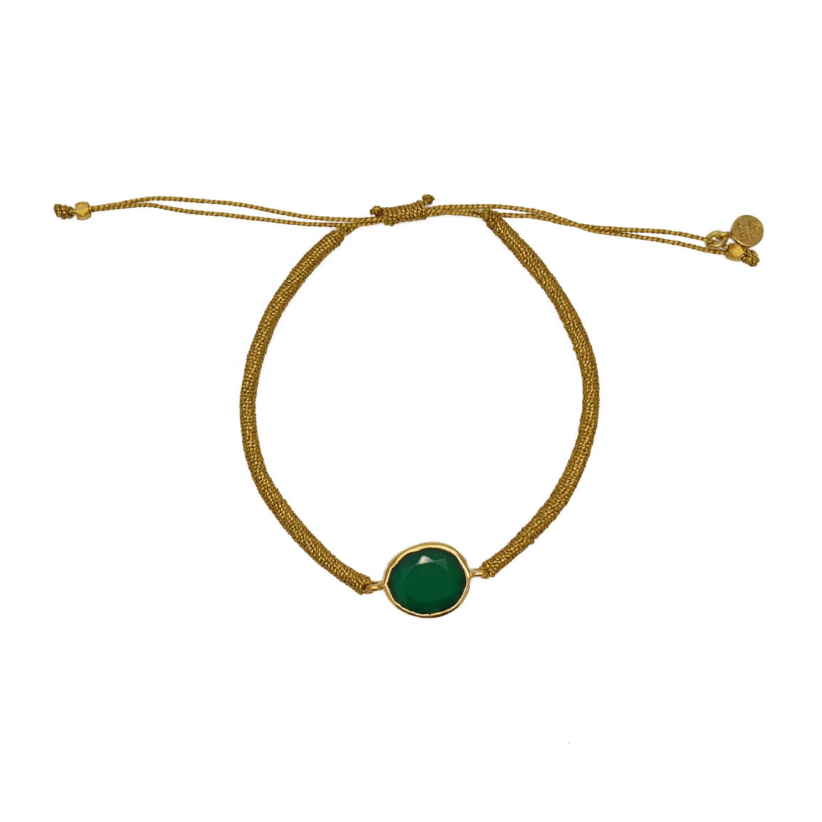 Bracelet tressé et pierre - DORÉ & ONYX VERTE
