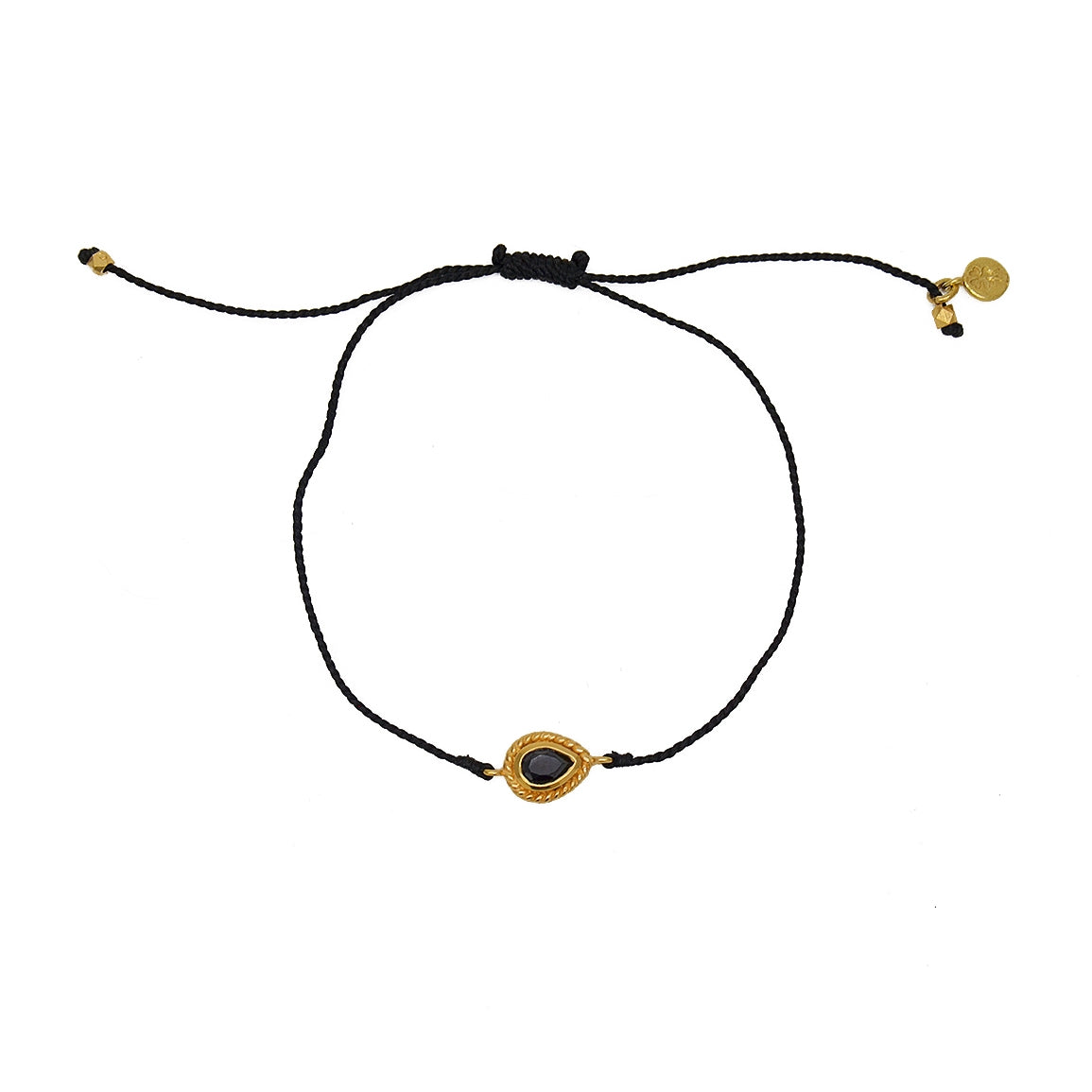 Bracelet tressé et goutte pierre - NOIR & ONYX NOIRE