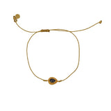 Bracelet tressé et goutte pierre - DORÉ & ONYX NOIRE