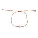 Bracelet tressé coloré et croix argent 925 - CORAIL