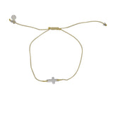 Bracelet tressé coloré et croix argent 925 - BEIGE