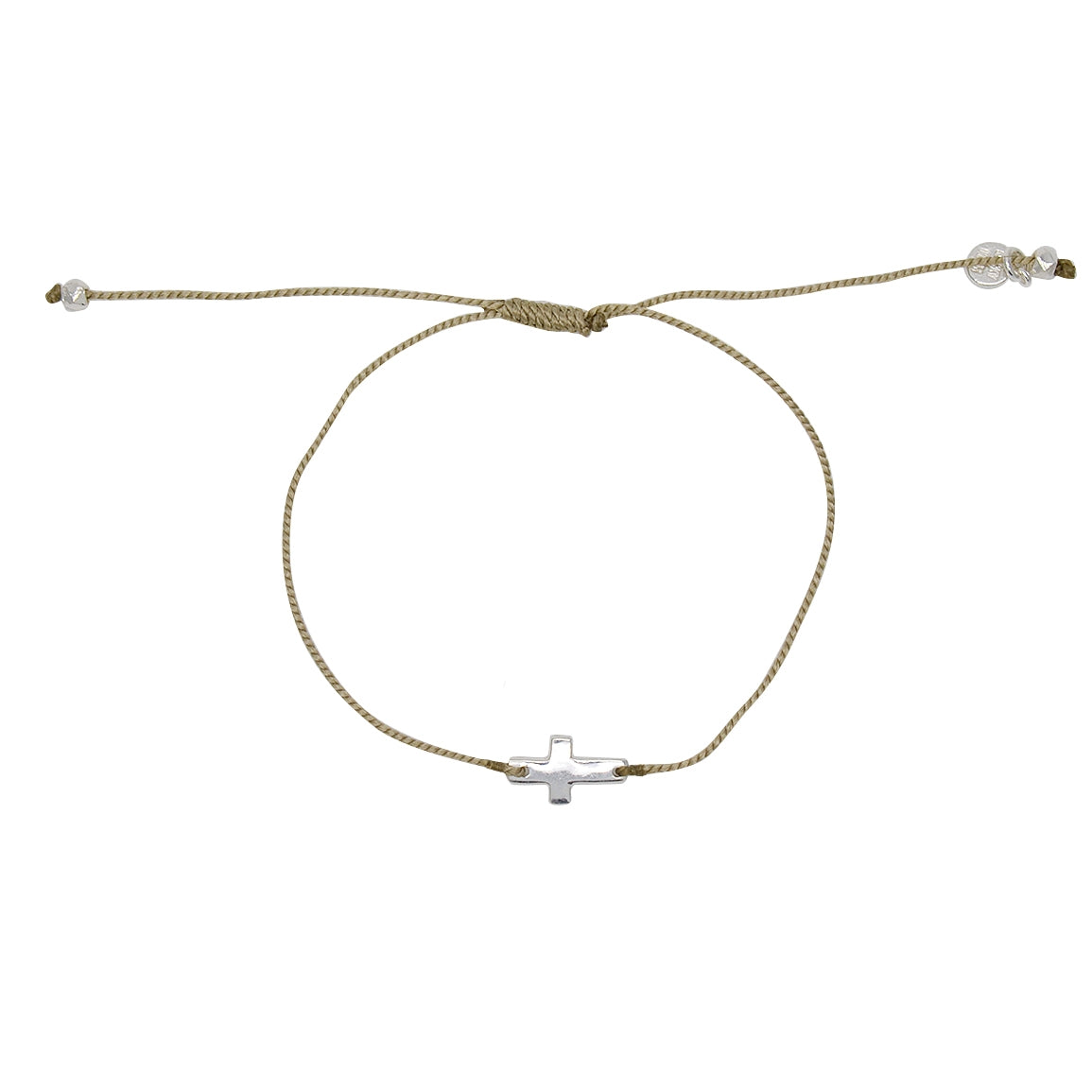 Bracelet tressé coloré et croix argent 925 - KAKI