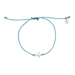 Bracelet tressé coloré et croix argent 925 - TURQUOISE