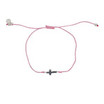 Bracelet tressé coloré et croix argent 925 - ROSE