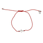 Bracelet tressé coloré et croix argent 925 - ROUGE