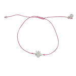 Bracelet tressé coloré et trêfle argent 925 - ROSE