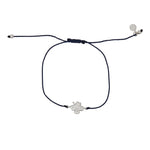Bracelet tressé coloré et trêfle argent 925 - BLEU MARINE