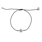 Bracelet tressé coloré et trêfle argent 925 - CHOCOLAT