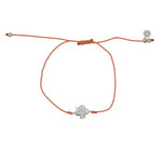 Bracelet tressé coloré et trêfle argent 925 - CORAIL