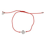 Bracelet tressé coloré et trêfle argent 925 - ROUGE