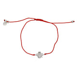 Bracelet tressé coloré et trêfle argent 925 - ROUGE