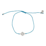 Bracelet tressé coloré et trêfle argent 925 - TURQUOISE