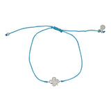 Bracelet tressé coloré et trêfle argent 925 - TURQUOISE