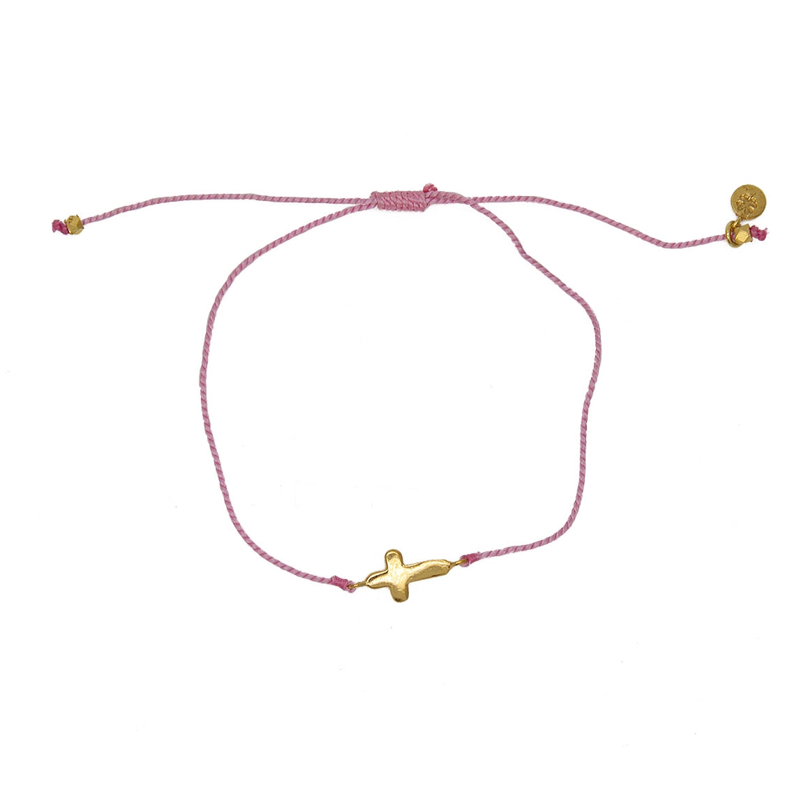 Bracelet tressé bleu jean et croix doré - ROSE