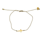 Bracelet tressé bleu jean et croix doré - KAKI