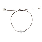 Bracelet tressé et croix argent 925 - CHOCOLAT