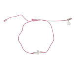 Bracelet tressé et croix argent 925 - ROSE