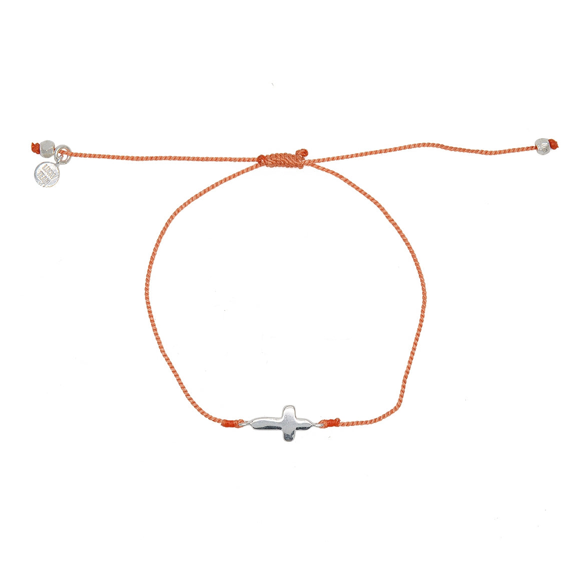 Bracelet tressé et croix argent 925 - CORAIL