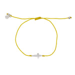 Bracelet tressé et croix argent 925 - JAUNE