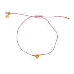 Bracelet fil fin coloré coeur doré et zircon - ROSE