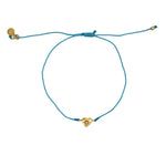 Bracelet fil fin coloré coeur doré et zircon - TURQUOISE