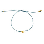 Bracelet fil fin coloré coeur doré et zircon - BLEU JEAN