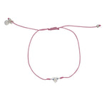 Bracelet fil fin coloré coeur argent 925 et zircon - ROSE