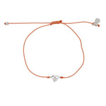 Bracelet fil fin coloré coeur argent 925 et zircon - CORAIL