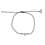 Bracelet fil fin coloré coeur argent 925 et zircon -