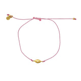 Bracelet tressé jean oeil doré et zircon - ROSE