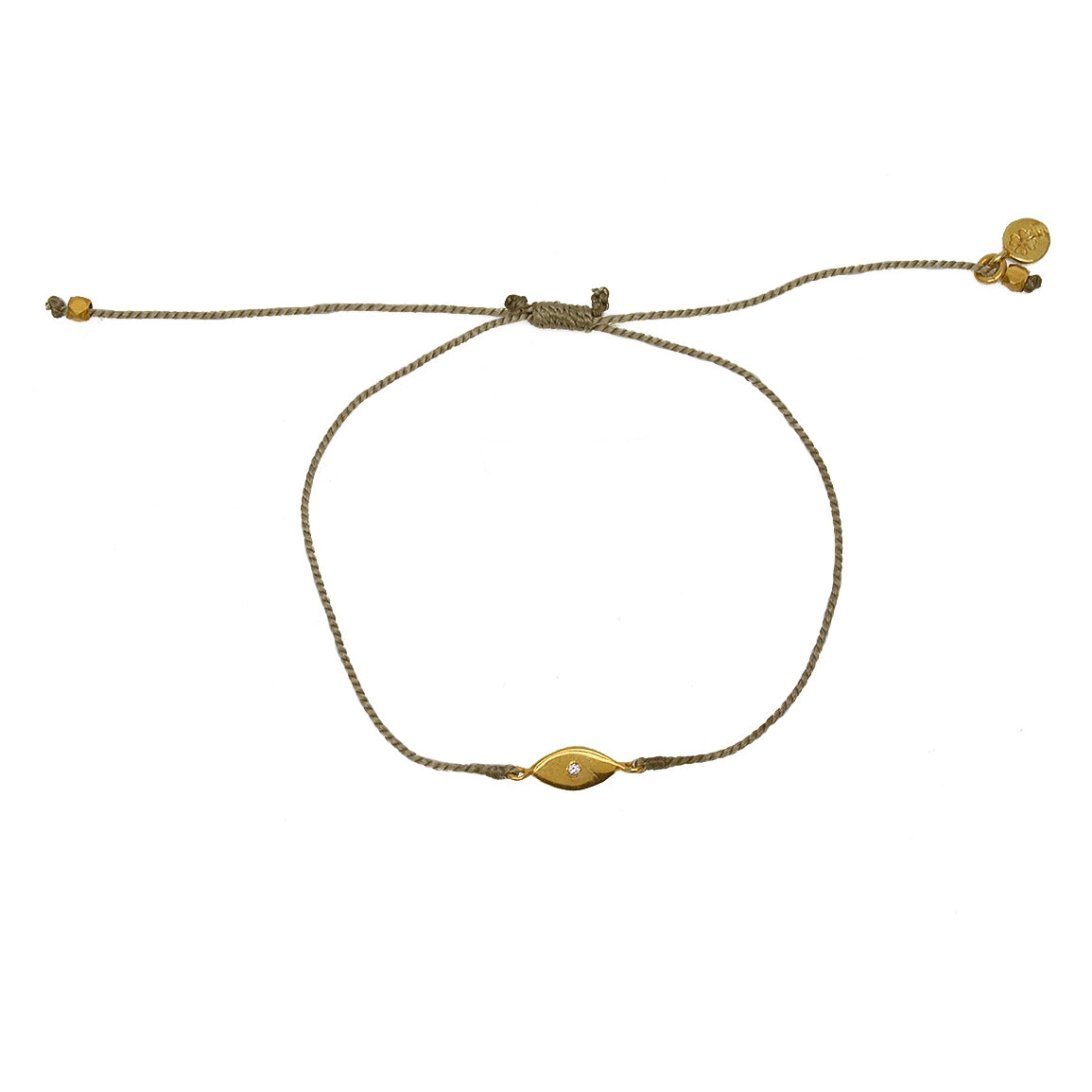 Bracelet tressé jean oeil doré et zircon - KAKI