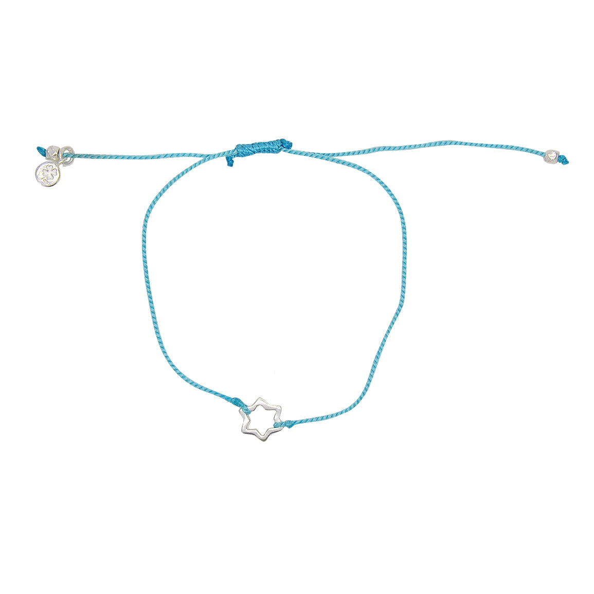 Bracelet fil fin etoile de David argent 925 - TURQUOISE