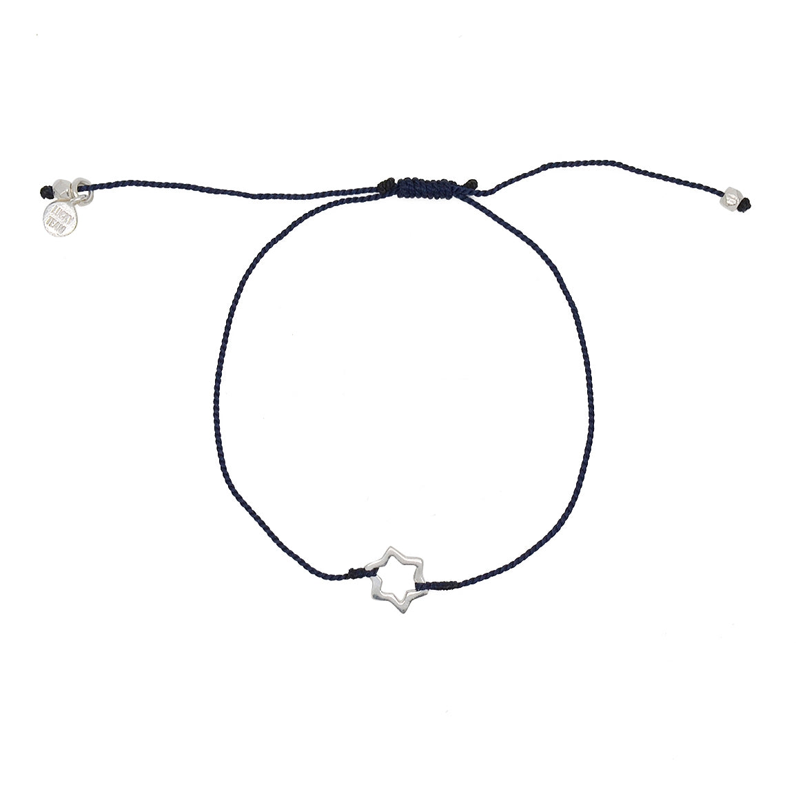 Bracelet fil fin etoile de David argent 925 - BLEU MARINE