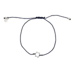 Bracelet fil fin etoile de David argent 925 - BLEU MARINE