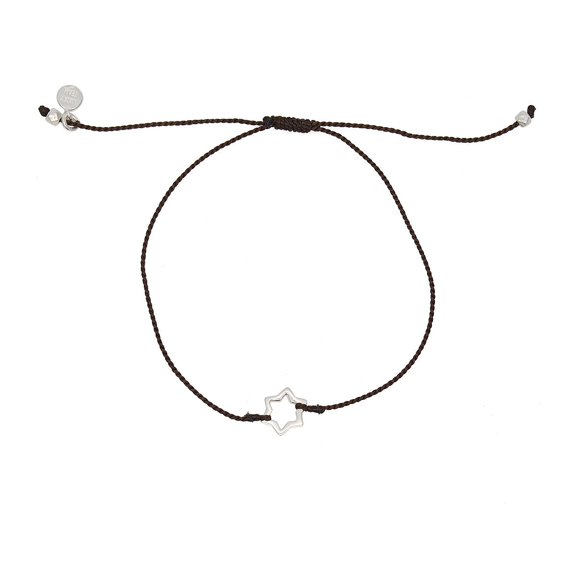 Bracelet fil fin etoile de David argent 925 - CHOCOLAT