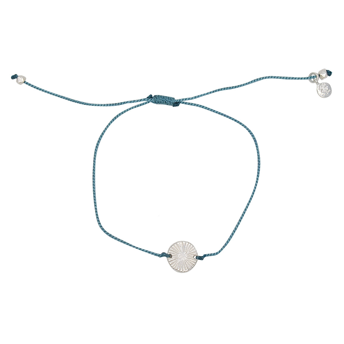 Bracelet tressé coloré et médaille argent 925 - BLEU JEAN