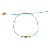 Bracelet tressé jean oeil doré et zircon - TURQUOISE