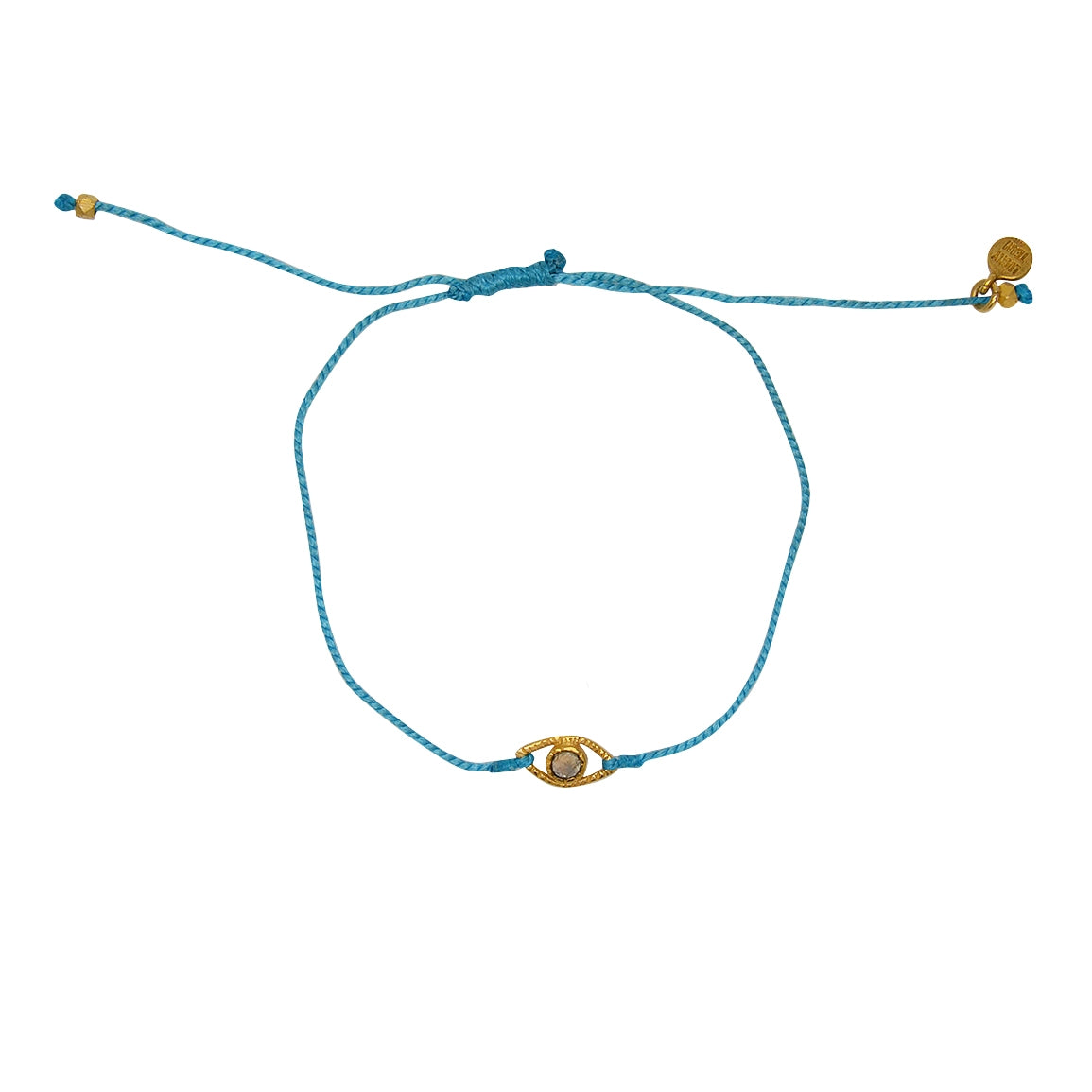 Bracelet cordon et oeil pierre - TURQUOISE & PIERRE DE LUNE