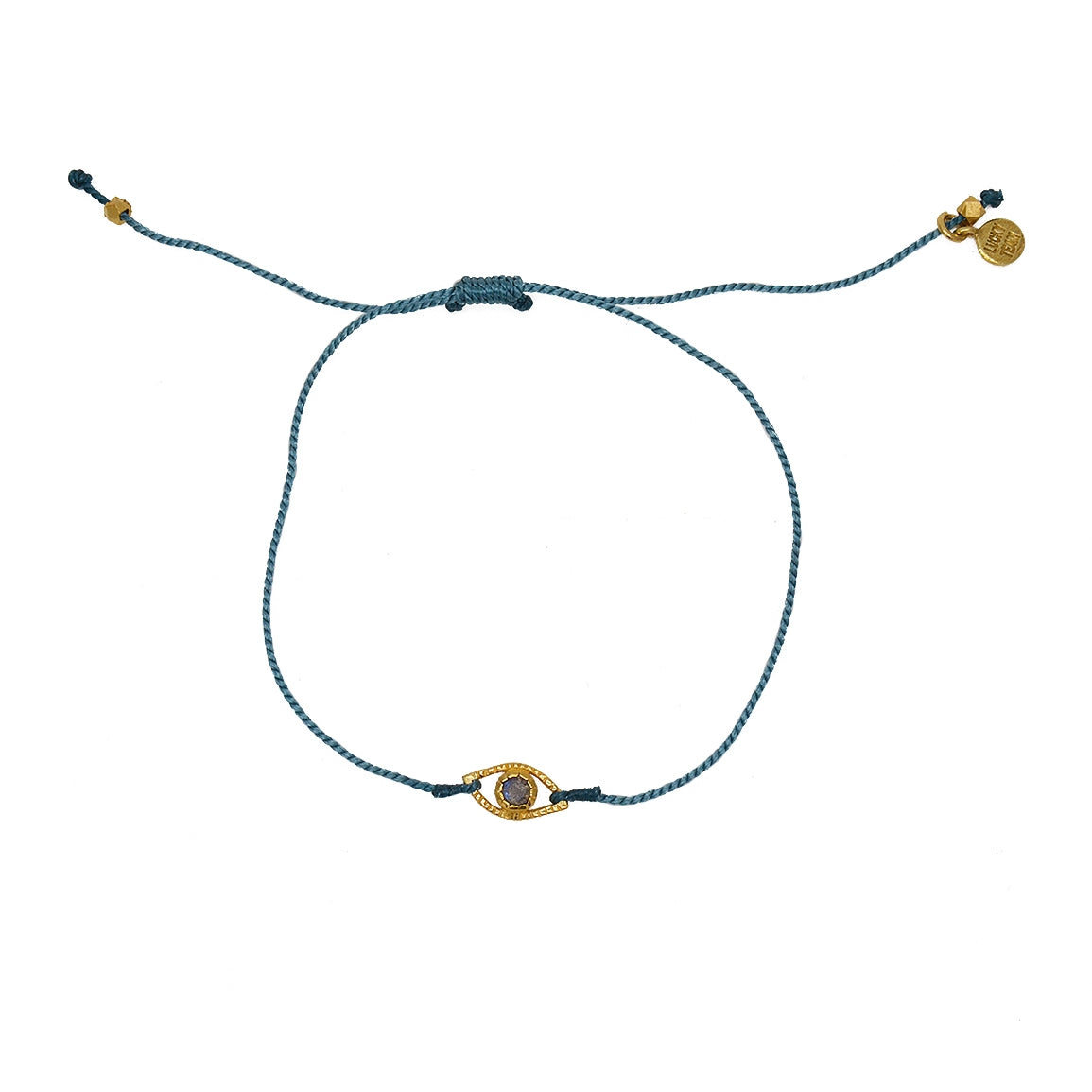 Bracelet cordon et oeil pierre - BLEU JEAN & LABRADORITE