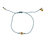 Bracelet cordon et oeil pierre - BLEU JEAN & LABRADORITE