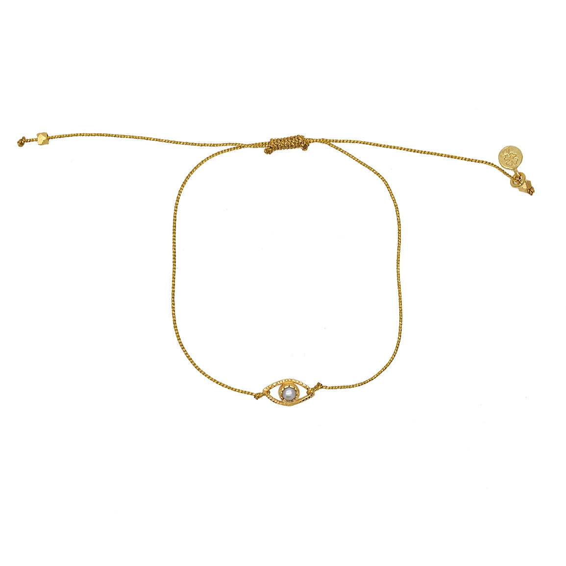 Bracelet cordon et oeil pierre - DORÉ & PERLE DE CULTURE